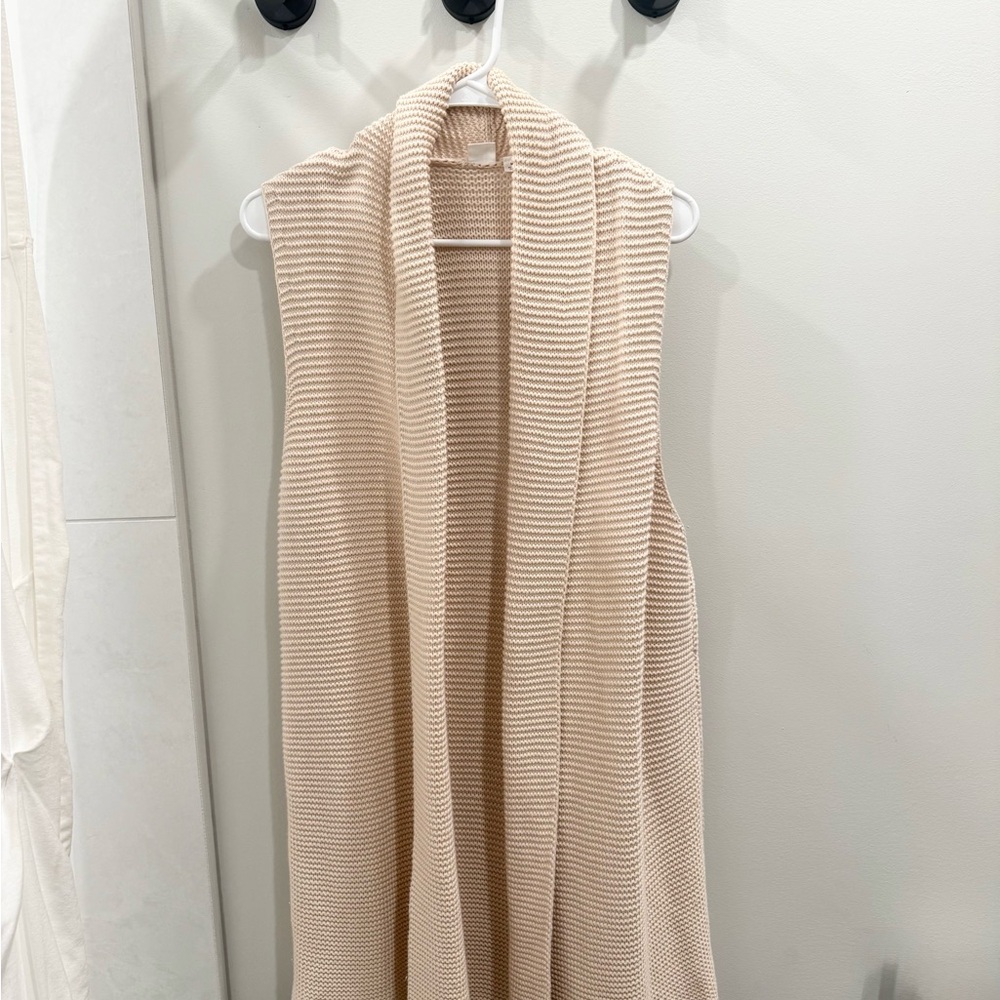 GAP Sleeveless Long Cardigan — Cream